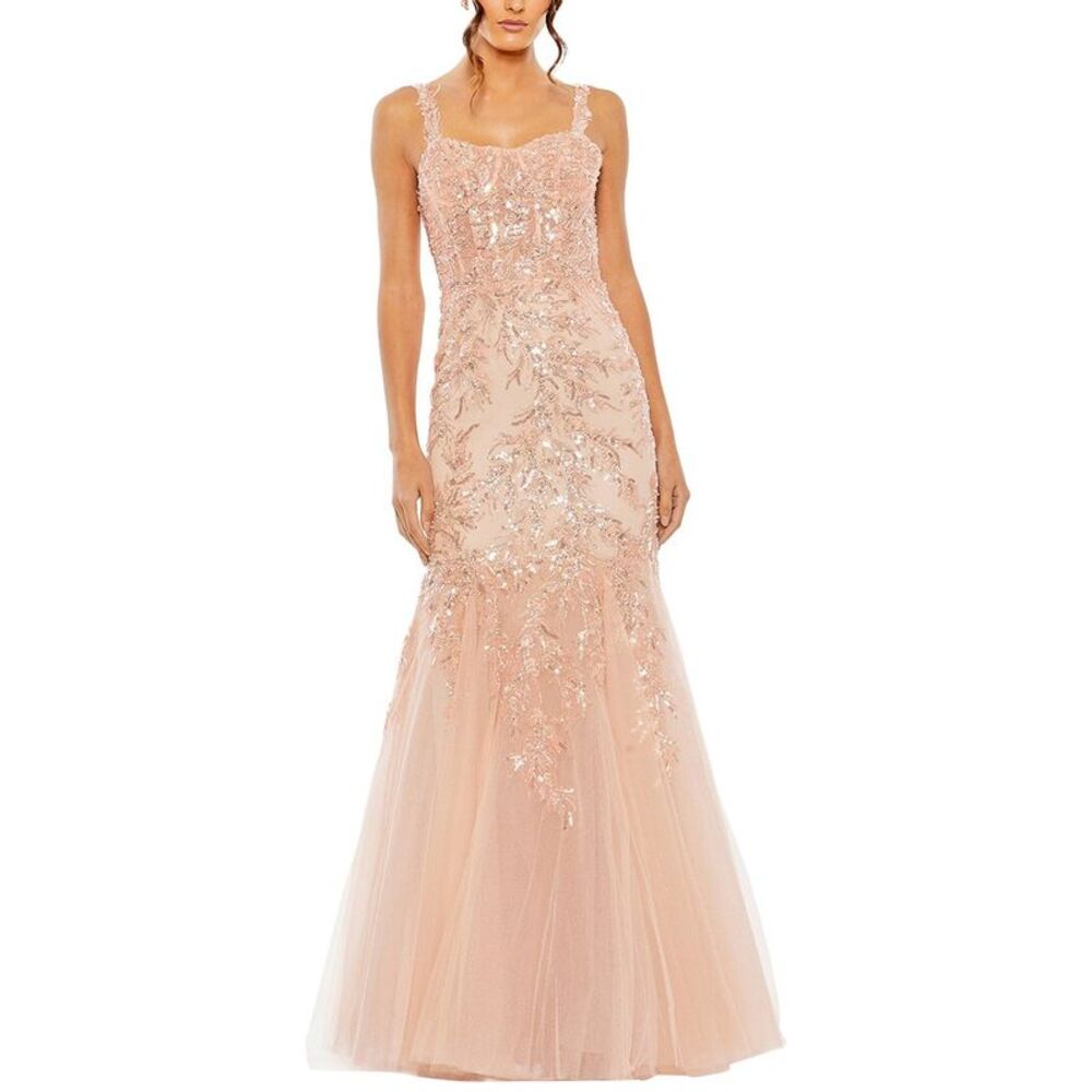 Mac Duggal Womens  Corset Detailed Embellished Gown